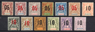 1912 Gabon, French Colonies (Sc. 72 - 84, Full Set, CV $20)