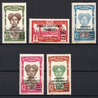 1925-28 Gabon, French Colonies (Sc. 113 - 115, 117 - 118, CV $25)