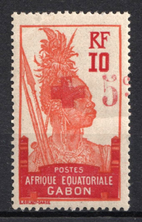 1916 10c+5c Gabon, French Colonies, Semi-Postal Stamp (Sc. B2, CV $40)
