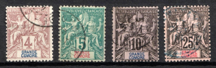 1897-1907 Grande Comore, French Colonies (Sc. 3 - 5, 10, Used, CV $30)