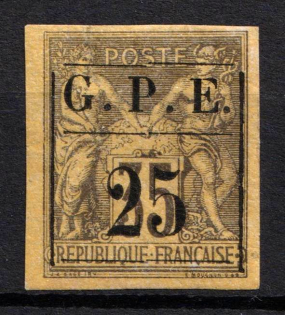1884 25c on 35c Guadeloupe, French Colonies (Sc. 2, CV $60)