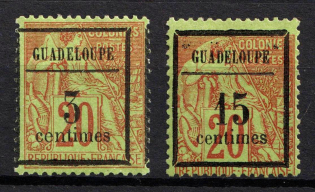 1889 Guadeloupe, French Colonies (Sc. 3 - 4, CV $40)