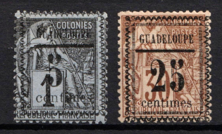 1889 Guadeloupe, French Colonies (Sc. 6, 9, CV $70)