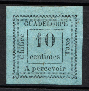 1884 10c Guadeloupe, French Colonies, Official Stamp (Sc. J7, CV $75)