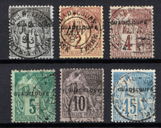 1891 Guadeloupe, French Colonies (Sc. 14 - 19, Used, CV $40)