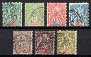 1892-1901 Guadeloupe, French Colonies (Sc. 30 - 31, 33 - 35, 37, 44, Used, CV $40)