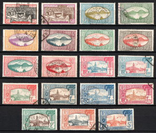 1928-40 Guadeloupe, French Colonies (Sc. 102 - 105, 108 - 110, 113 - 117, 119, 122 - 124, 127, 129, 131, 134 - 135, Used, CV $40)
