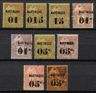 1888-91 Martinique, French Colonies (Sc. 5, 7 - 16, CV $265)