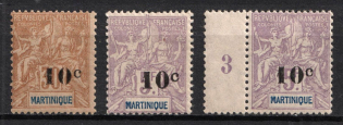 1904 Martinique, French Colonies (Sc. 54, 55, Plate Number '3', CV $45)