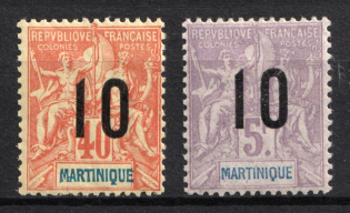 1912 Martinique, French Colonies (Sc. 103 a, 104 a, Type II, CV $200)