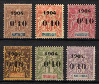 1904 Martinique, French Colonies (Sc. 56 - 61, CV $320)