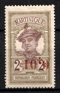 1924 0,01 on 2c Martinique, French Colonies (Sc. 114 b, INVERTED Overprint, CV $100)