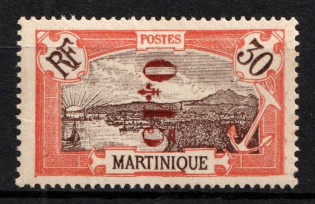 1924 0,15 on 30c Martinique, French Colonies (Sc. 116 a, Overprint Reading Down, CV $60)