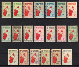 1935-41 Madagascar, French Colonies, Airmail (Sc. C1 - C5, C7 - C8, C10, C12 - C20, C22 - C24, CV $55)