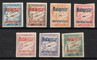 1896 Madagascar, French Colonies, Official Stamps (Sc. J1 - J7, Full Set, CV $220)