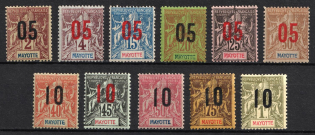 1912 Mayotte, French Colonies (Sc. 22 - 32, Full Set, CV $30)