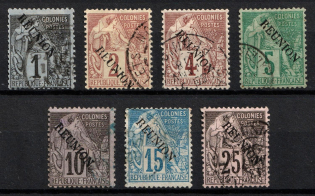 1891 Reunion, French Colonies (Sc. 17 - 22, 24, Used, CV $50)
