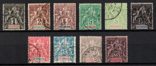 1892-1905 Reunion, French Colonies (Sc. 34 - 42, 44, Used, CV $30)