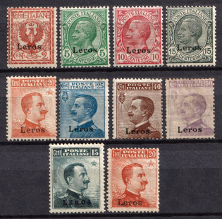1912-22 Leros, Aegean Islands, Italian Colonies (Scott 1 - 10, Full Set, CV $450)