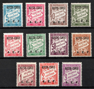 1928 Middle Congo, French Colonies (Sc. j1 - j11, Full Set, CV $25)