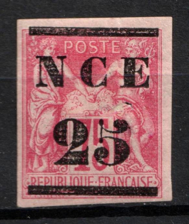 1881-83 25c on 75c New Caledonia, French Colonies (Sc. 5, CV $400)