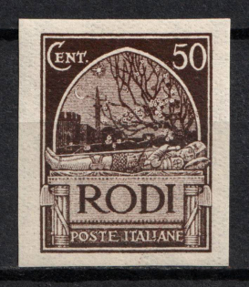 1929 50с Rhodes, Aegean Islands, Italian Colonies (Mi. 22 U, Imperforate, CV $110)