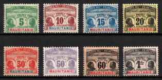 1906-07 Mauritania, French Colonies, Postage Due Stamps (Sc. J1 - J18, CV $25)