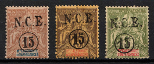 1900-01 New Caledonia, French Colonies (Sc. 61 - 63, CV $50)