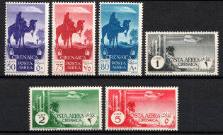 1932 Cyrenaica, Italian Colonies, Airmail (Scott C6 - C11, Full Set, CV $125, MNH)