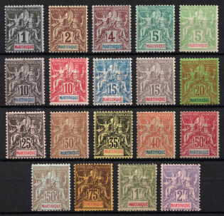 1892-1906 Martinique, French Colonies (Sc. 33 - 52, CV $455)