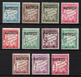 1927 Martinique, French Colonies, Postage Due Stamps (Sc. J15 - J25, Full Set, CV $65)