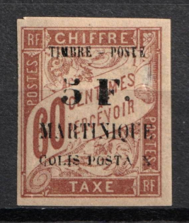 1903 5f Martinique, French Colonies, Parcel Post Stamp (Sc. Q1, Signed, CV $550)