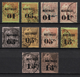 1888-90 Martinique, French Colonies (Sc. 5 - 19, Used, CV $330)