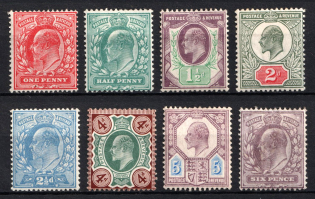 1902-10 Great Britain (SG 215, 219, 222, 227, 230, 238, 243, 245, CV $615)