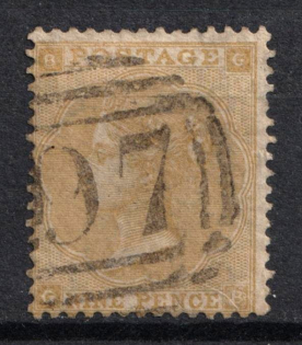 1862-64 9d Great Britain (SG 86, Bistre, Used, CV $805)