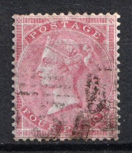 1855 4d Great Britain (SG 62 a, Small Garter Watermark, Used, CV $630)