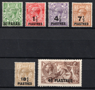 1921 Great Britain, British Post Offices in Turkish Empire (Sc. 55, 56, 58, 59, 61, 62, CV $40)