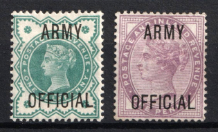 1902 Great Britain, Official Stamps 'Army' (SG O42, O43, CV $25)
