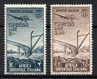 1938 East Africa, Italian Colonies, Airmail (Scott CE1 - CE2, Full set, CV $30, MNH)