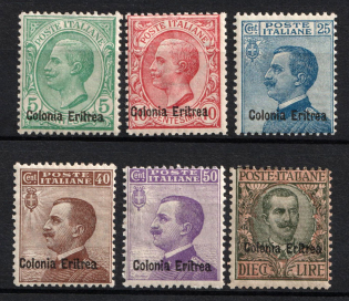 1908-16 Eritrea, Italian Colonies (Mi. 33 - 38, Full Set, CV $410)