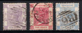 1880-96 Hong Kong, British Colonies (SG 30, 32, 35, Used, CV $90)