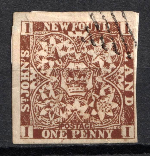 1862-64 1d Newfoundland, Canada, British Colonies (SG 16, Used, CV $630)