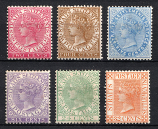 1883-91 Straits Settlements, Malaysia, British Colonies (SG 63 - 66, 68, 70, CV $290)
