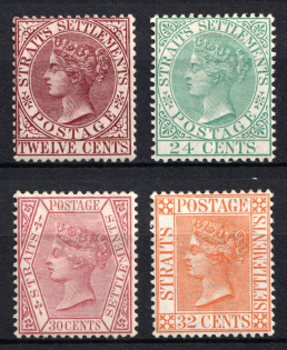 1883-91 Straits Settlements, Malaysia, British Colonies (SG 67 - 70, CV $630)