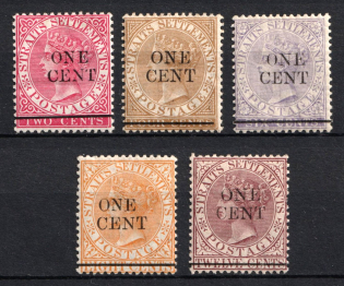 1892 Straits Settlements, Malaysia, British Colonies (SG 88 - 92, Full Set, CV $30)