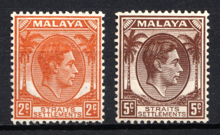 1937-38 Straits Settlements, Malaysia, British Colonies (SG 281, 294, CV $40)