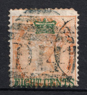 1867 8c on 2c Straits Settlements, Malaysia, British Colonies (SG 6, Used, CV $60)