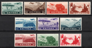 1936 Eritrea, Italian Colonies, Airmail (SG 238 - 247, Full Set, CV $170)