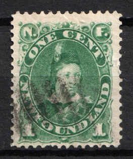 1898 1c Newfoundland, Canada, British Colonies (SG 63a, Deep Green, Used, CV $40)