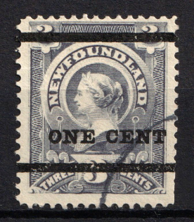 1897 1c on 3c Newfoundland, Canada, British Colonies (SG 80, Used, CV $60)